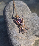 14k gold BEE bug insect pearl and garnet antique pendant necklace 🐝