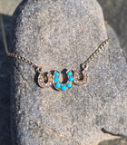 9ct gold Victorian horseshoe seed pearl and turquoise necklace pendant