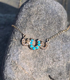 9ct gold Victorian horseshoe seed pearl and turquoise necklace pendant