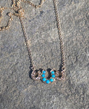 9ct gold Victorian horseshoe seed pearl and turquoise necklace pendant