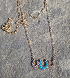 9ct gold Victorian horseshoe seed pearl and turquoise necklace pendant