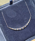 14k gold Art Deco pearl and sapphire antique crescent necklace