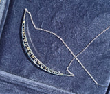 14k gold Art Deco pearl and sapphire antique crescent necklace