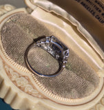 Platinum Art Deco style blue Sapphire & Diamond Ring