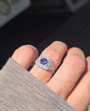 Platinum Art Deco style blue Sapphire & Diamond Ring
