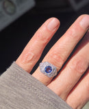Platinum Art Deco style blue Sapphire & Diamond Ring