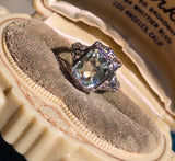 14k white gold c.1920's filigree aquamarine ring SMCO