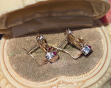 14k gold Retro mid-century c.1940's - 1950's ruby and diamond estate earrings