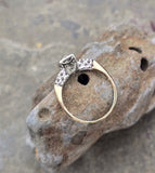 14k gold two tone diamond antique estate engagement ring