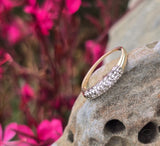 14k gold two-tone 5 diamond estate wedding stackable band