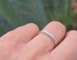 14k gold two-tone 5 diamond estate wedding stackable band