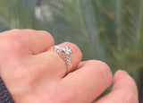 14k gold two tone diamond antique estate engagement ring
