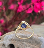 18ct gold two tone Deco estate blue sapphire and diamond antique ring