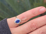 18ct gold two tone Deco estate blue sapphire and diamond antique ring