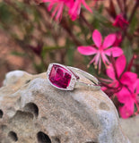 plat & 18ct gold two-tone pink tourmaline & diamond antique ring