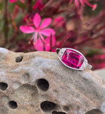 plat & 18ct gold two-tone pink tourmaline & diamond antique ring