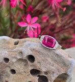 plat & 18ct gold two-tone pink tourmaline & diamond antique ring