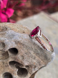 plat & 18ct gold two-tone pink tourmaline & diamond antique ring