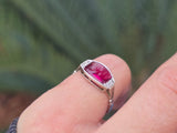plat & 18ct gold two-tone pink tourmaline & diamond antique ring
