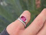 plat & 18ct gold two-tone pink tourmaline & diamond antique ring