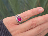 plat & 18ct gold two-tone pink tourmaline & diamond antique ring