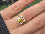 18ct gold & platinum top two tone Deco estate yellow sapphire and diamond antique ring