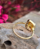 18ct gold & platinum top two tone Deco estate yellow sapphire and diamond antique ring