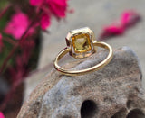 18ct gold & platinum top two tone Deco estate yellow sapphire and diamond antique ring