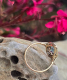 18ct & silver top two tone Deco aquamarine and diamond filigree navette antique ring