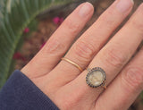 10ct gold garnet halo boarder "Tree of Life" Georgian antique ring