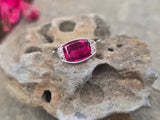 plat & 18ct gold two-tone pink tourmaline & diamond antique ring