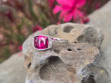 plat & 18ct gold two-tone pink tourmaline & diamond antique ring