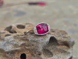 plat & 18ct gold two-tone pink tourmaline & diamond antique ring