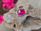 plat & 18ct gold two-tone pink tourmaline & diamond antique ring