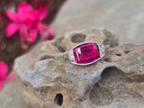 plat & 18ct gold two-tone pink tourmaline & diamond antique ring