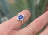 18ct gold two tone Deco estate blue sapphire and diamond antique ring