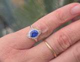 18ct gold two tone Deco estate blue sapphire and diamond antique ring