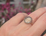 10ct gold garnet halo boarder "Tree of Life" Georgian antique ring