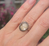10ct gold garnet halo boarder "Tree of Life" Georgian antique ring