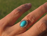 platinum Edwardian turquoise & mine cut diamond halo ring