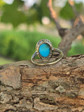 platinum Edwardian turquoise & mine cut diamond halo ring