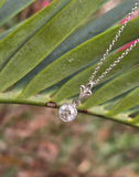 platinum European cut diamond bezel estate pendant necklace