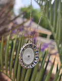 Platinum Art Deco c.1920's filigree crystal, sapphire and diamond antique pendant necklace