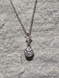 platinum European cut diamond bezel estate pendant necklace