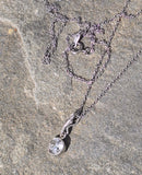 platinum European cut diamond bezel estate pendant necklace