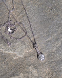 platinum European cut diamond bezel estate pendant necklace