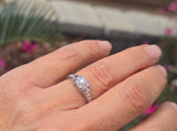 18k gold white gold c.1920's DECO filigree pearl ring -
