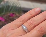 18k gold white gold c.1920's DECO filigree pearl ring -
