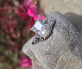 18k gold white gold c.1920's DECO filigree pearl ring -