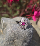 18ct white gold ruby and diamond antique Deco ring